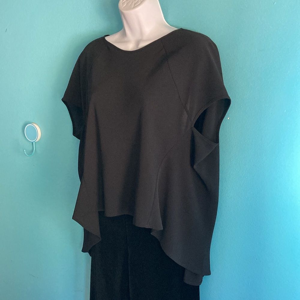 Imperial Womens Black Poly Blend High Low Pullover Blouse Size M Made in Italy